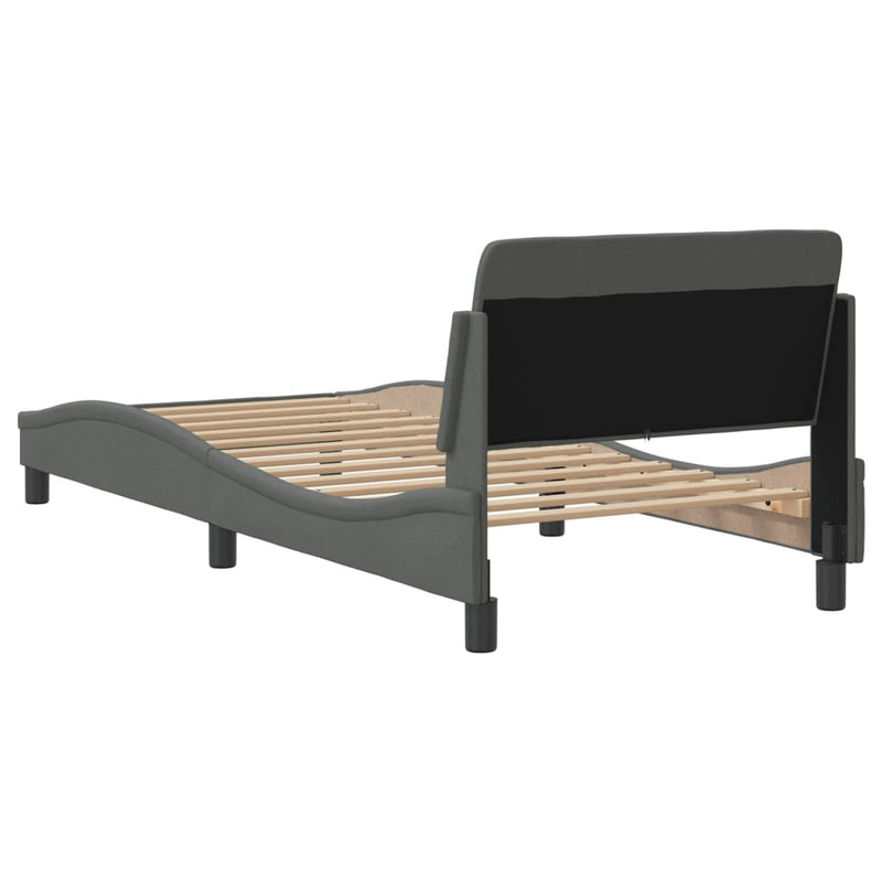 Bed Frame with Headboard Dark Grey 90x190 cm Fabric