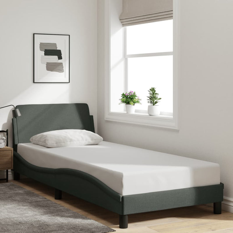 vidaXL Bed Frame "Dover" Dark Grey 90x190 cm Fabric