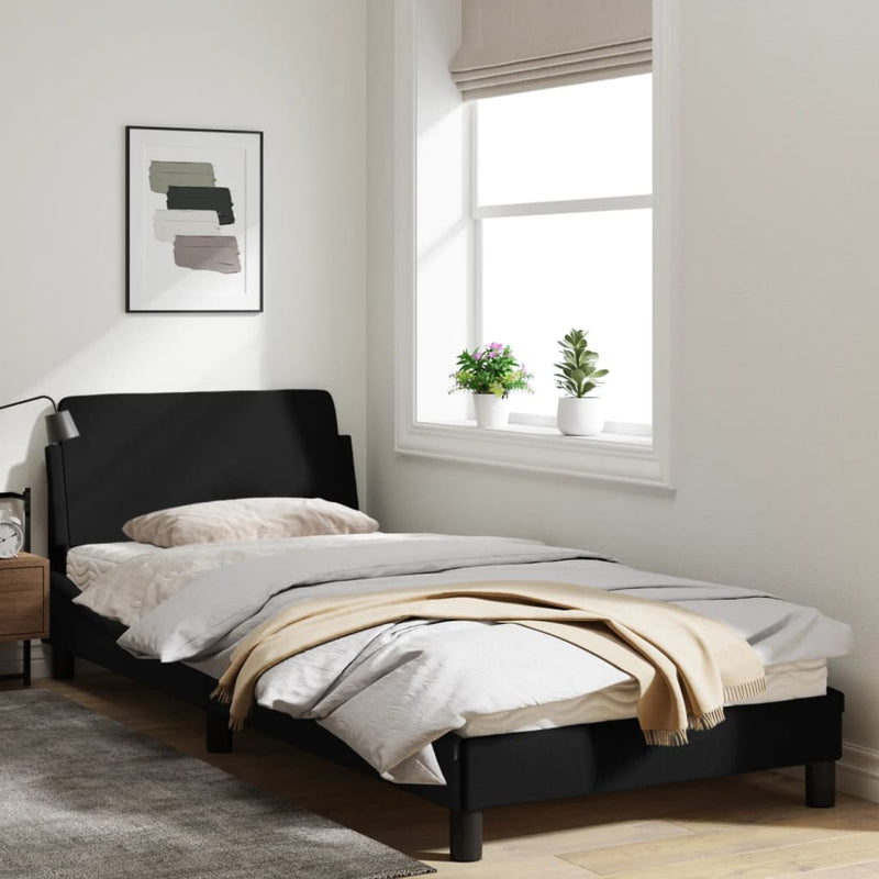 Bed Frame with Headboard Black 90x190 cm Fabric