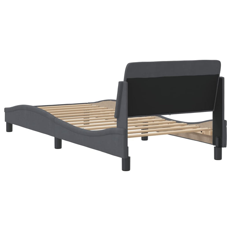 Bed Frame with Headboard Dark Grey 90x190 cm Velvet