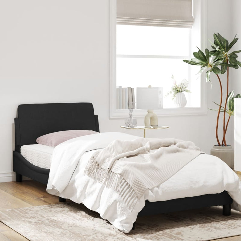 Bed Frame with Headboard Black 90x190 cm Velvet