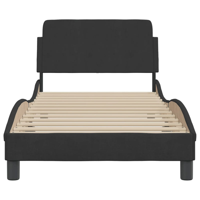 Bed Frame with Headboard Black 90x190 cm Velvet