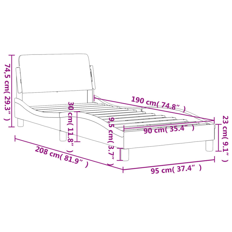 Bed Frame with Headboard Black 90x190 cm Velvet