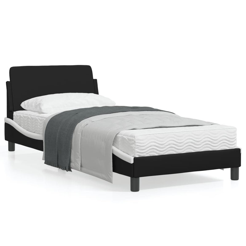 Bed Frame with Headboard Black and White 90x190 cm Faux Leather