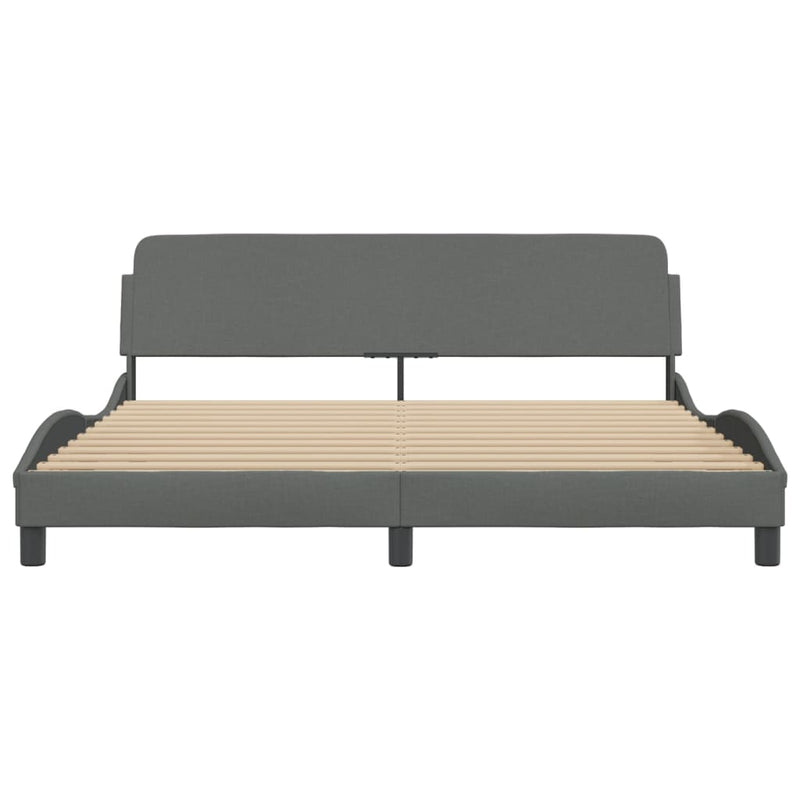 Bed Frame with Headboard Dark Grey 183x203 cm King Size Fabric