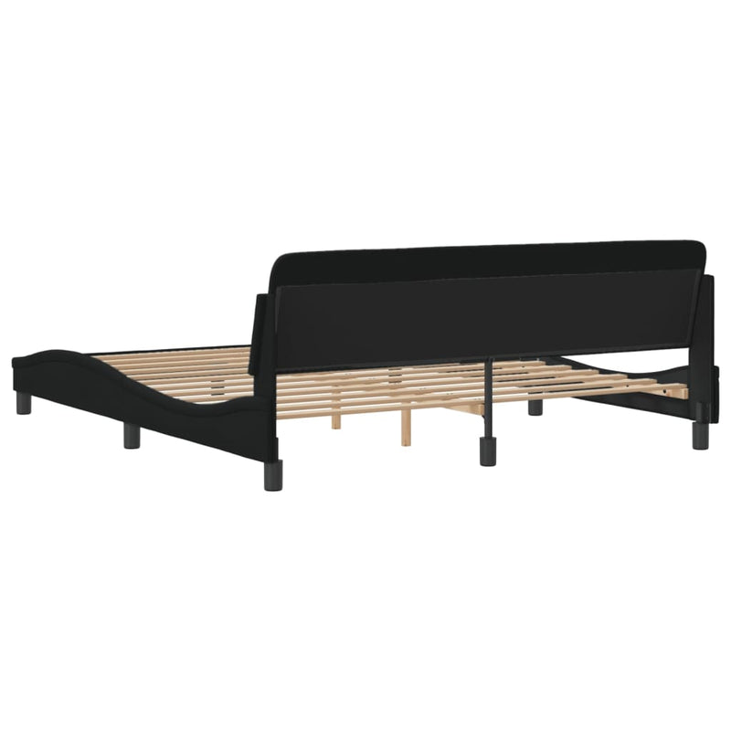 Bed Frame with Headboard Black 183x203 cm King Size Fabric