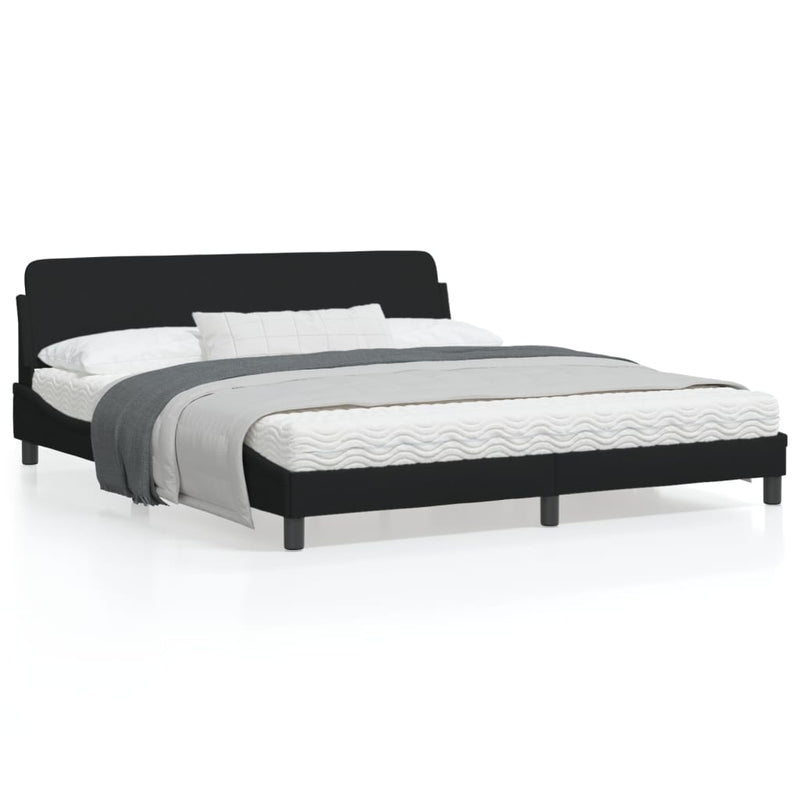 Bed Frame with Headboard Black 183x203 cm King Size Fabric