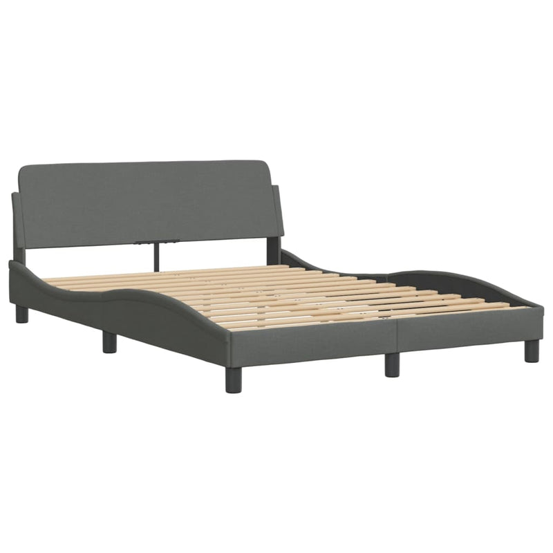 Bed Frame with Headboard Dark Grey 137x190 cm Fabric