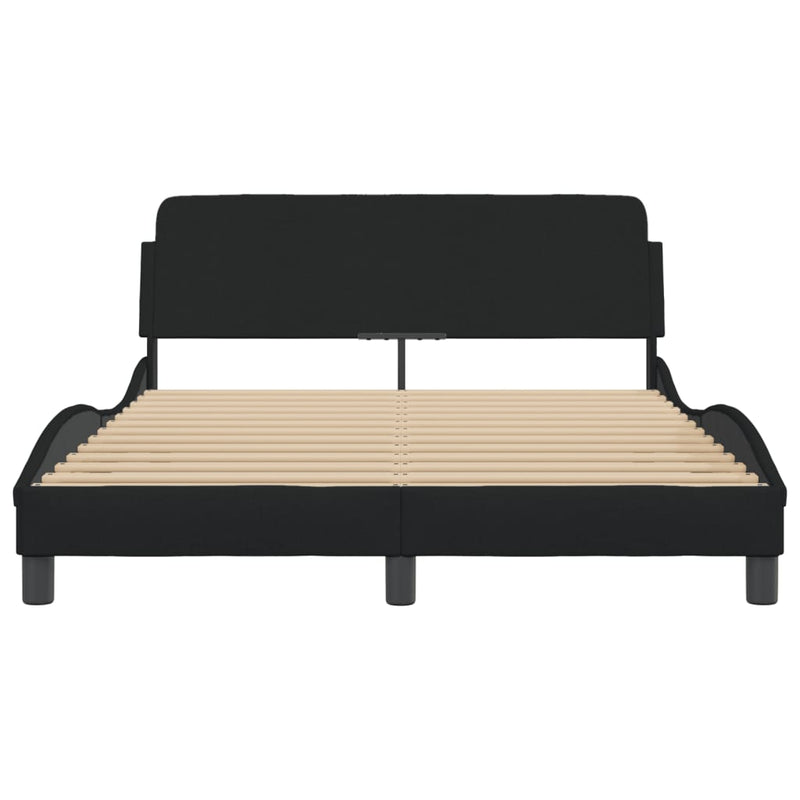 Bed Frame with Headboard Black 137x190 cm Fabric