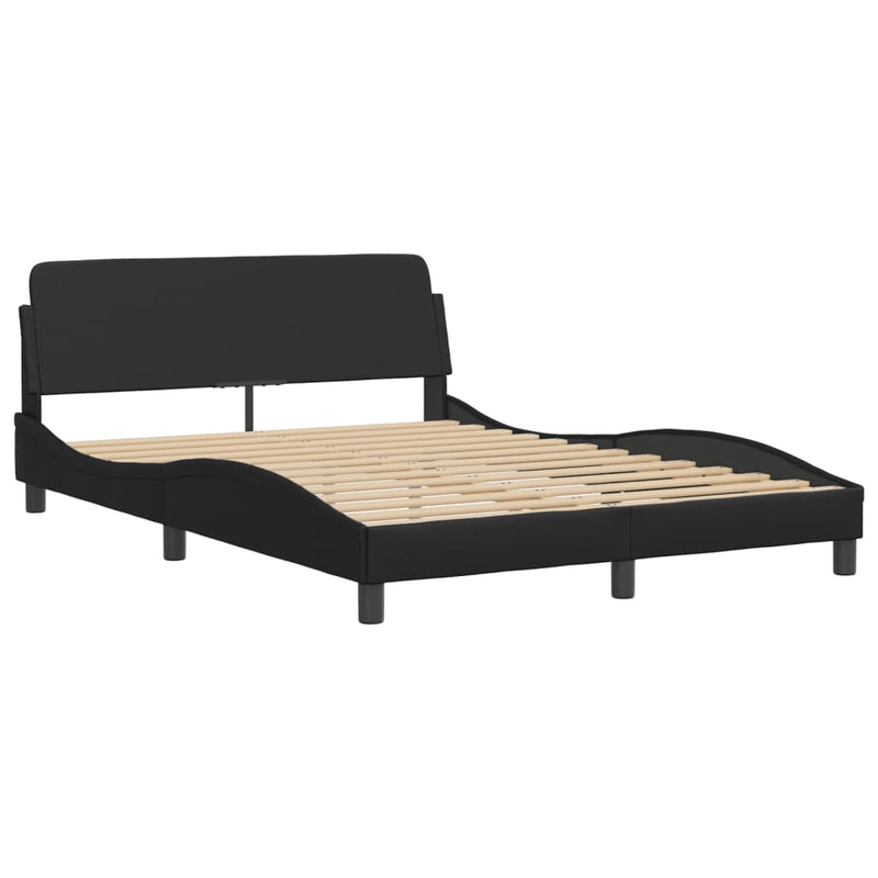 Bed Frame with Headboard Black 137x190 cm Faux Leather