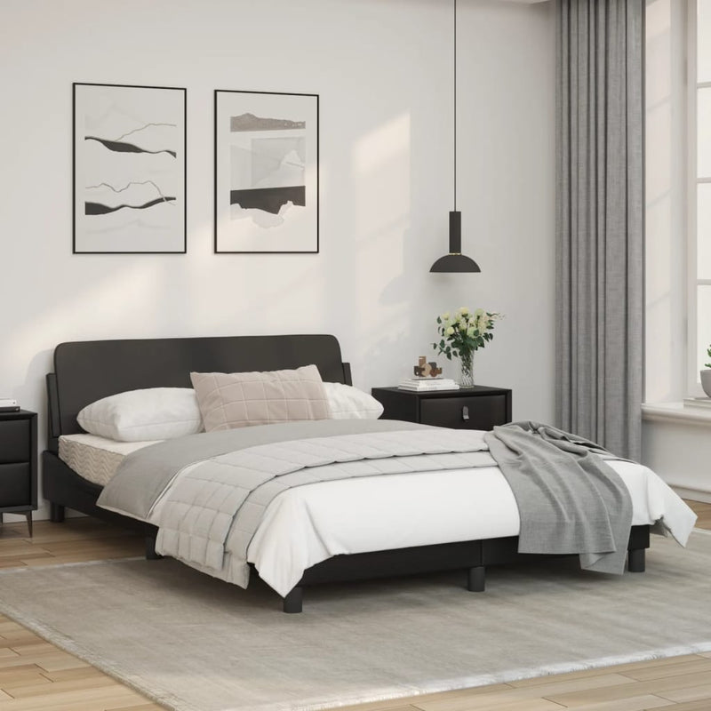 Bed Frame with Headboard Black 137x190 cm Faux Leather