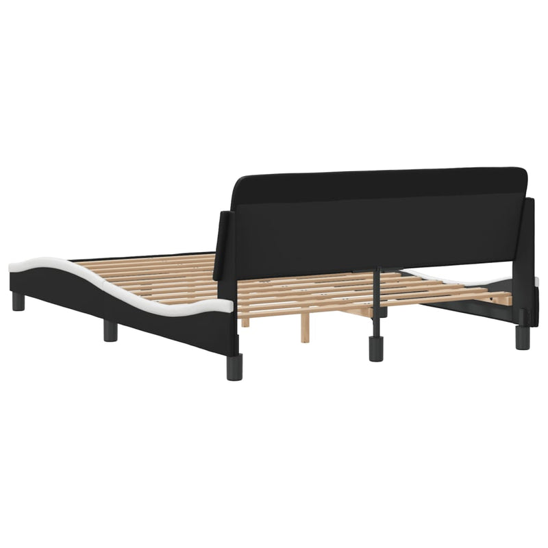 vidaXL Bed Frame "Dover" Black and White 137x190 cm Double Faux Leather