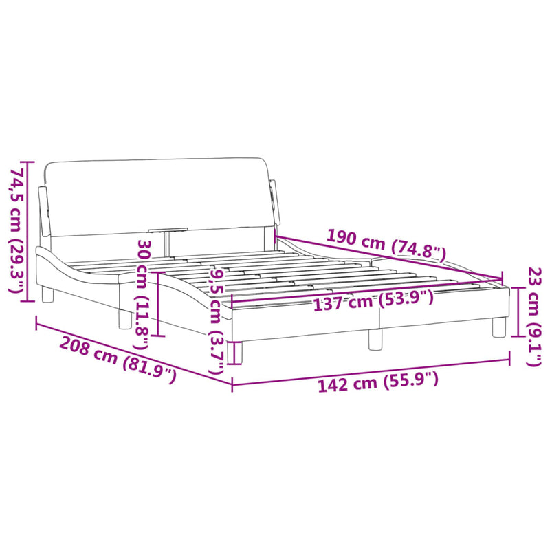 vidaXL Bed Frame "Dover" Black and White 137x190 cm Double Faux Leather