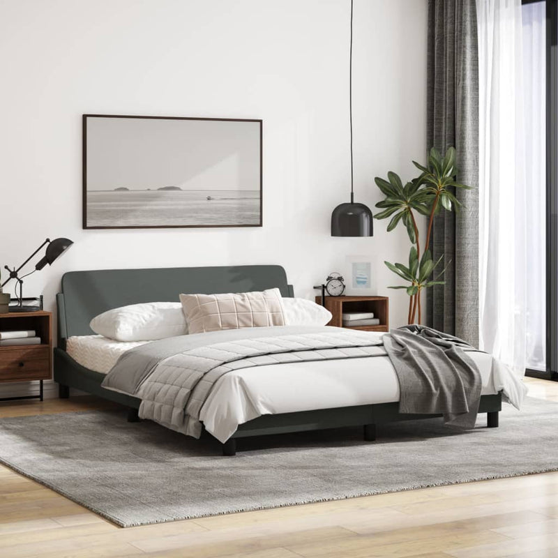 vidaXL Bed Frame "Dover" Dark Grey 152x203 cm Queen Fabric