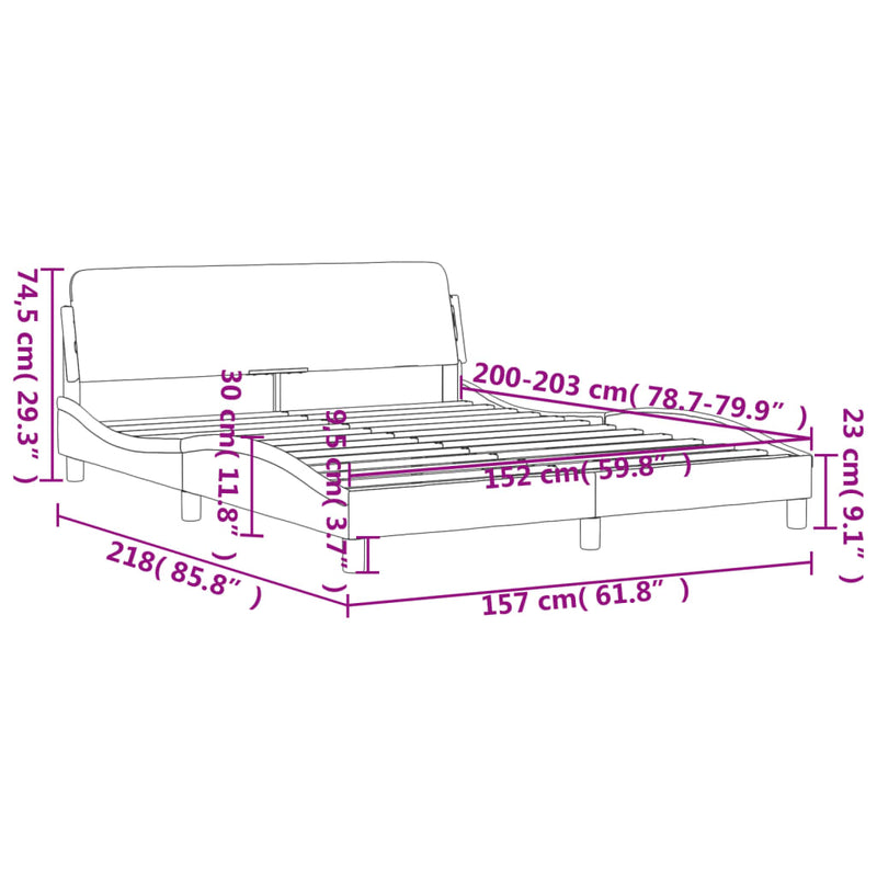 vidaXL Bed Frame "Dover" Dark Grey 152x203 cm Queen Fabric
