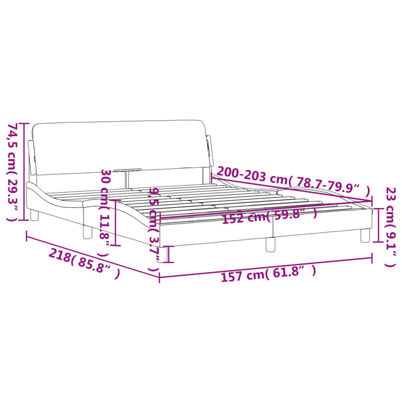 Bed Frame with Headboard Dark Grey 152x203 cm Fabric