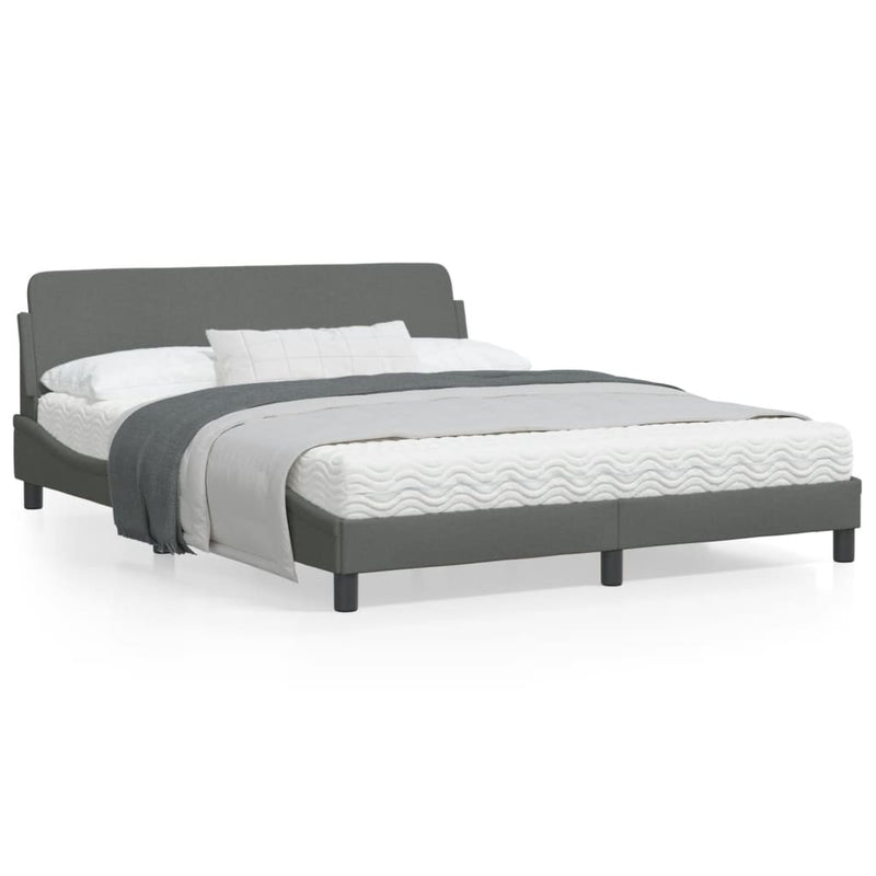 vidaXL Bed Frame "Dover" Dark Grey 152x203 cm Queen Fabric