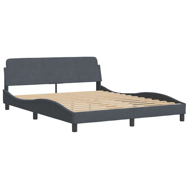 Bed Frame with Headboard Dark Grey 152x203 cm Velvet