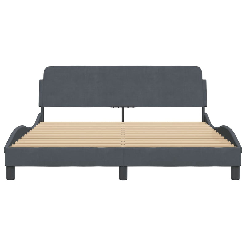 Bed Frame with Headboard Dark Grey 152x203 cm Velvet