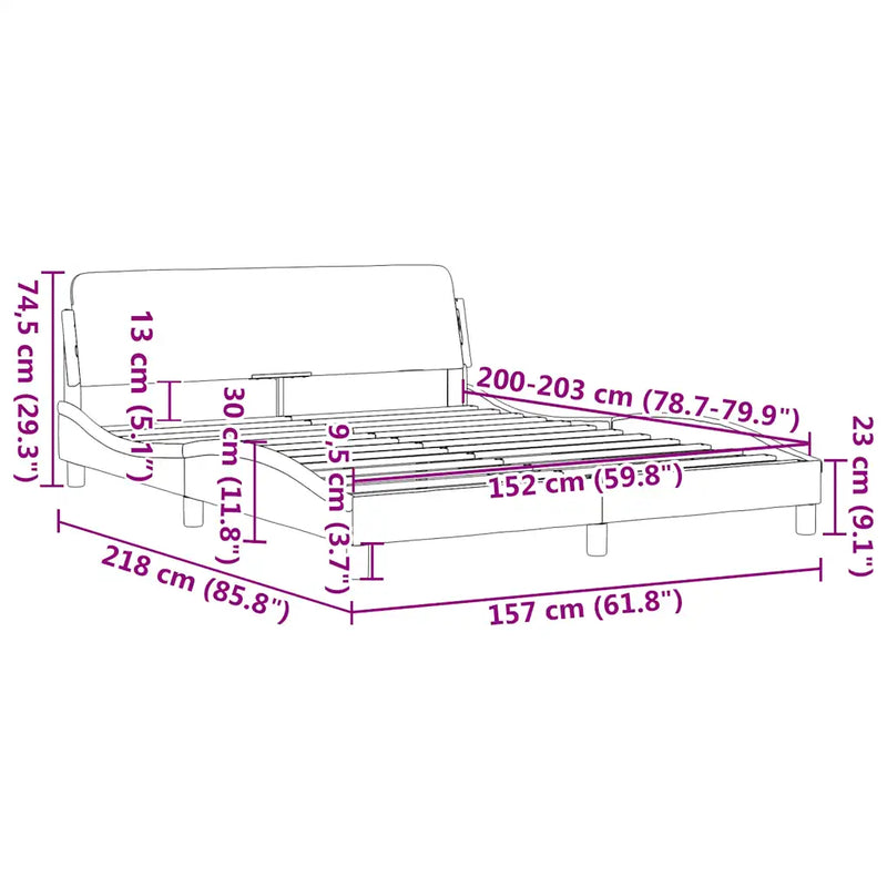 Bed Frame "Dover" Dark Grey 152x203 cm Queen Velvet