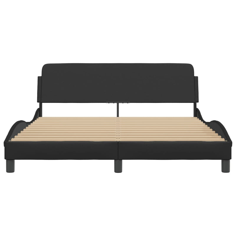 Bed Frame with Headboard Black 152x203 cm Faux Leather