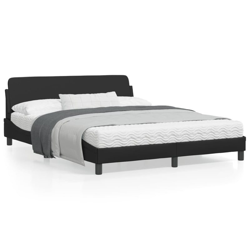 Bed Frame with Headboard Black 152x203 cm Faux Leather