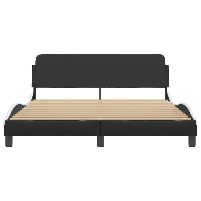 Bed Frame with Headboard Black and White 152x203 cm Faux Leather