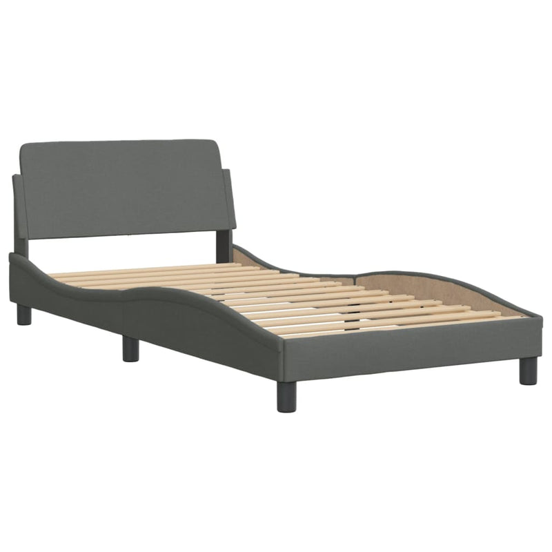 Bed Frame with Headboard Dark Grey 107x203 cm Fabric