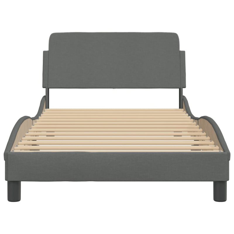 Bed Frame with Headboard Dark Grey 107x203 cm Fabric