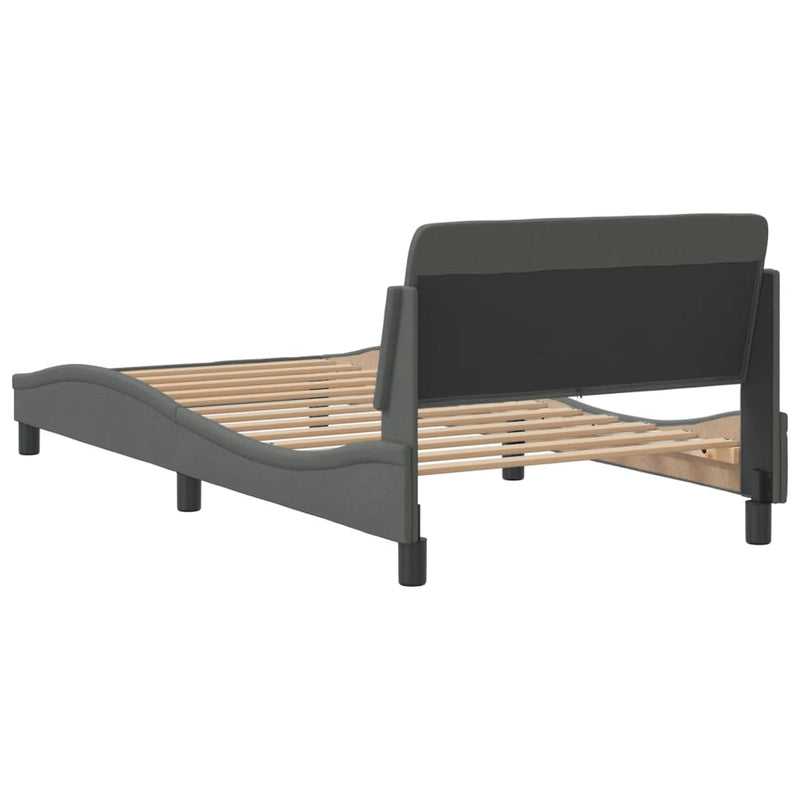 Bed Frame with Headboard Dark Grey 107x203 cm Fabric