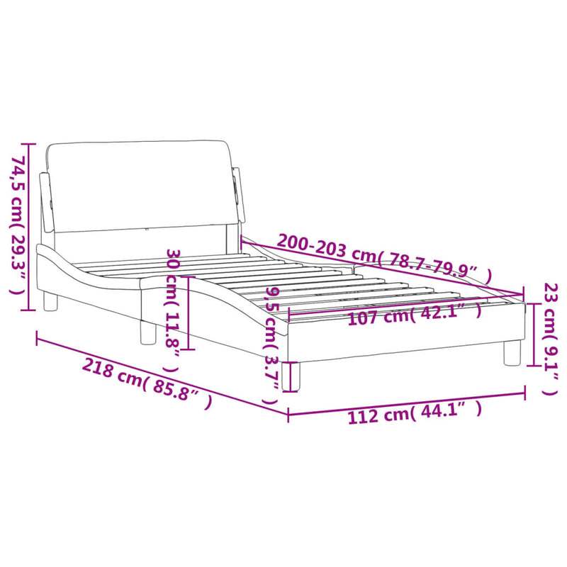 Bed Frame with Headboard Dark Grey 107x203 cm Fabric