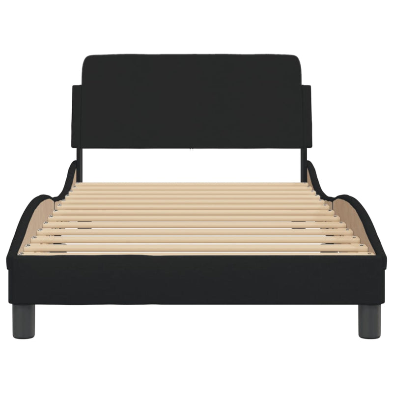 Bed Frame with Headboard Black 107x203 cm Fabric