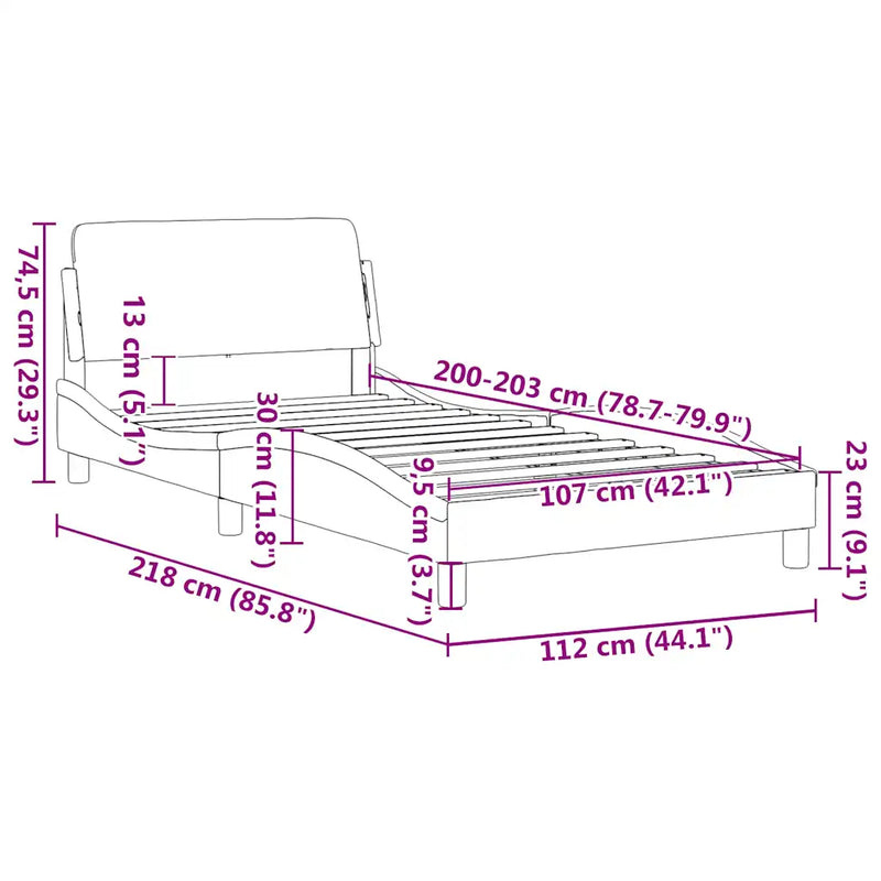 Bed Frame "Dover" Black 107x203 cm King Single Fabric