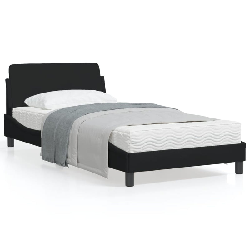 Bed Frame with Headboard Black 107x203 cm Fabric