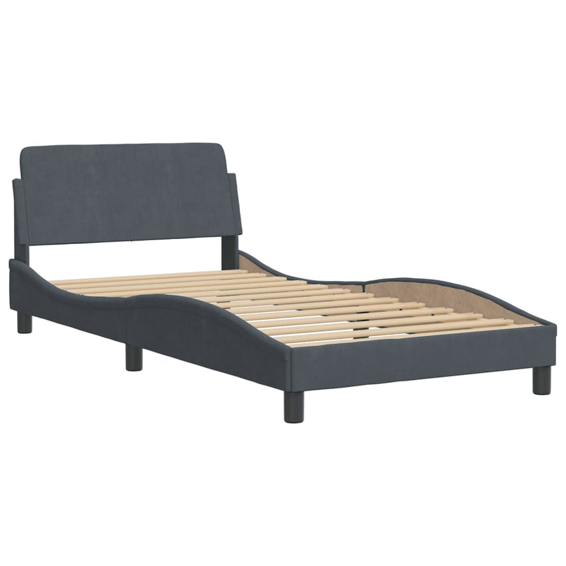 Bed Frame with Headboard Dark Grey 107x203 cm Velvet