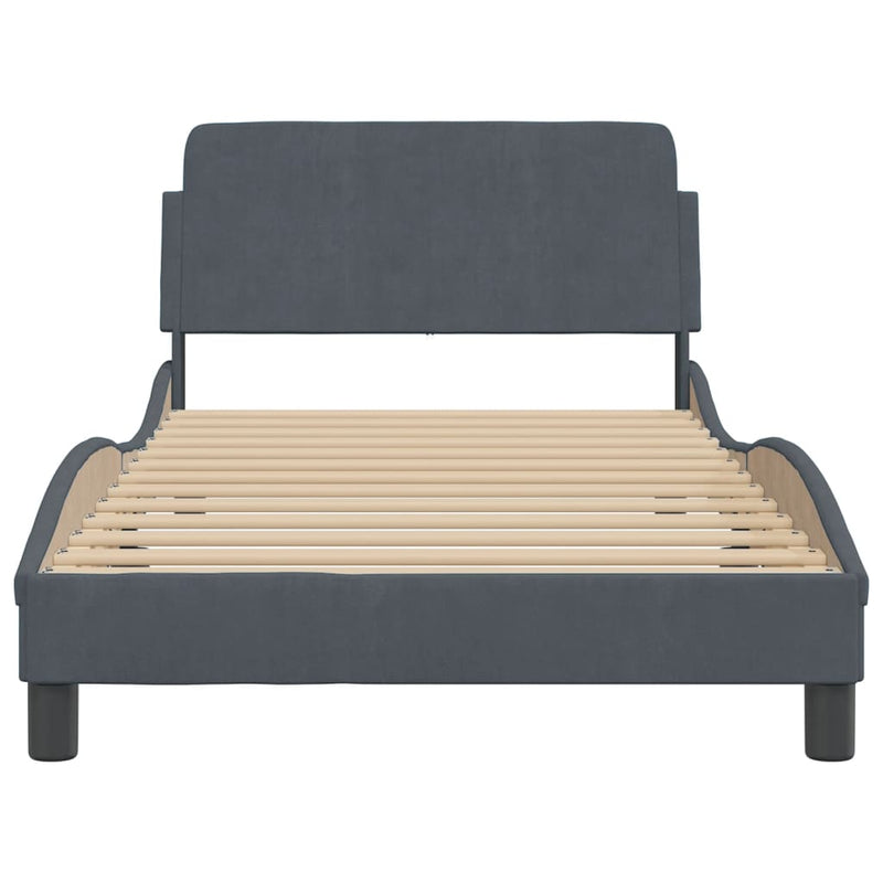 Bed Frame with Headboard Dark Grey 107x203 cm Velvet