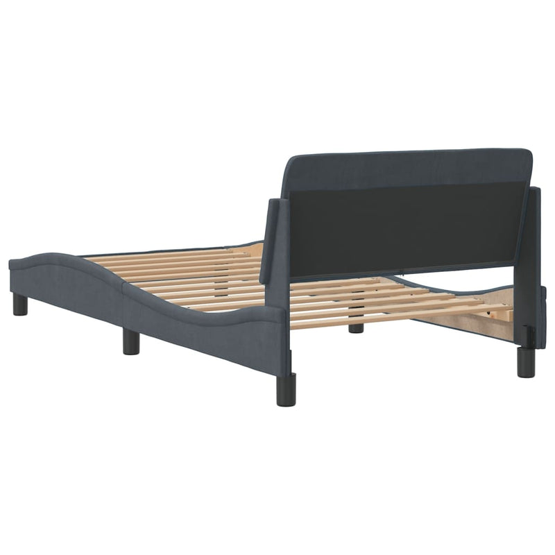 Bed Frame with Headboard Dark Grey 107x203 cm Velvet