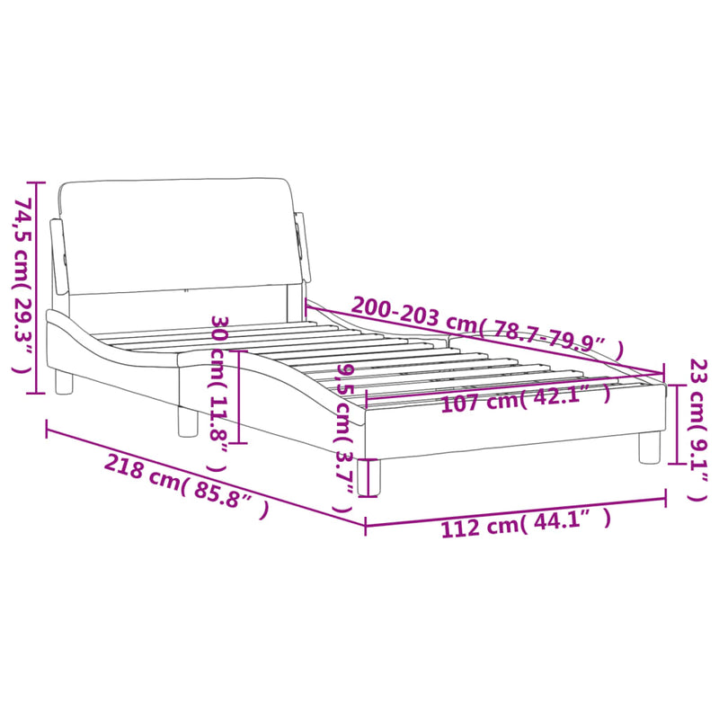 Bed Frame with Headboard Dark Grey 107x203 cm Velvet