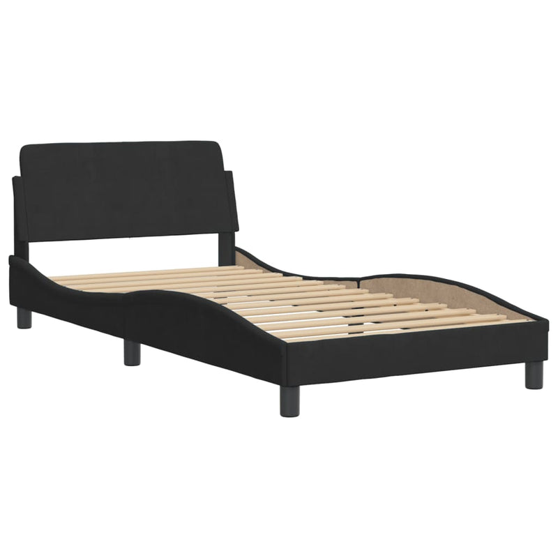 Bed Frame with Headboard Black 107x203 cm Velvet