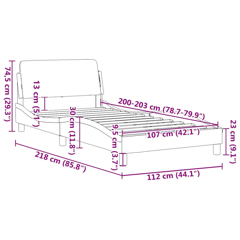 Bed Frame "Dover" Black 107x203 cm King Single Velvet