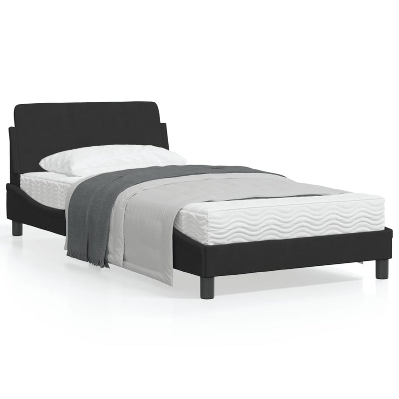 Bed Frame with Headboard Black 107x203 cm Velvet