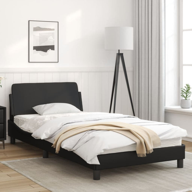 Bed Frame with Headboard Black 107x203 cm Faux Leather