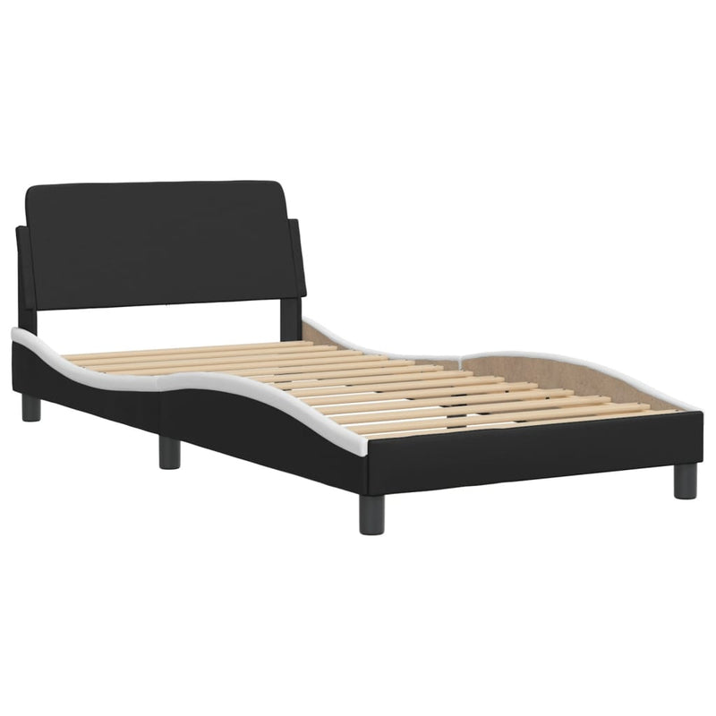 Bed Frame with Headboard Black and White 107x203 cm Faux Leather