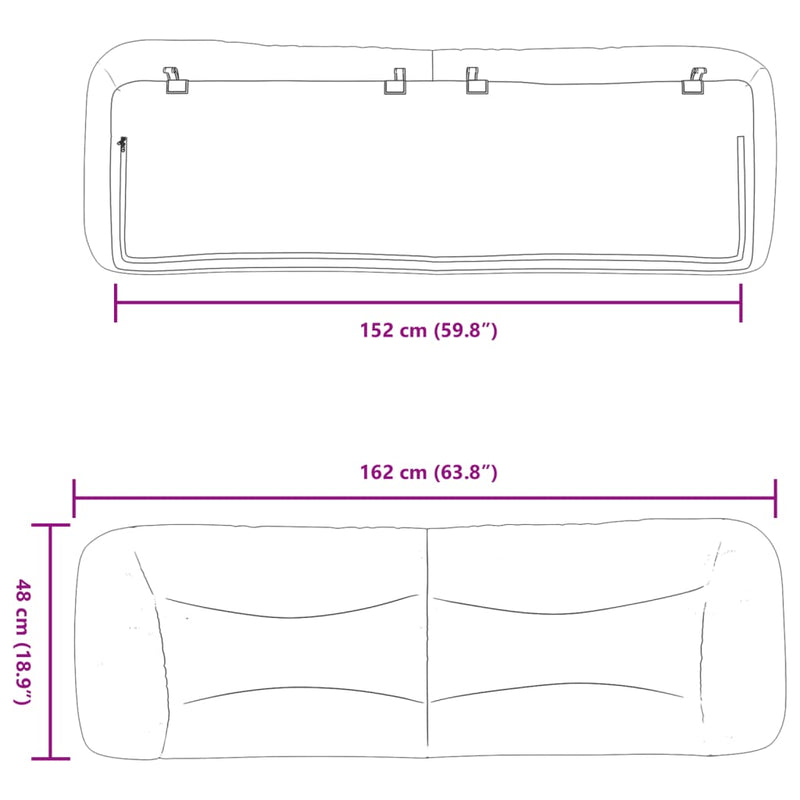 vidaXL Headboard Cushion "Hvar" Black 152 cm Queen Fabric