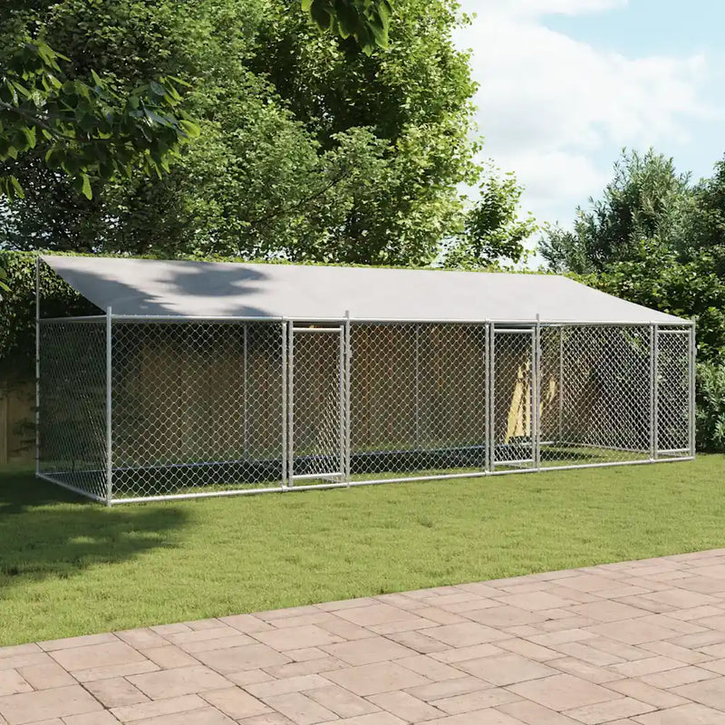 Dog Cage with Roof and Doors Grey 6x2x2 m Galvanised Steel