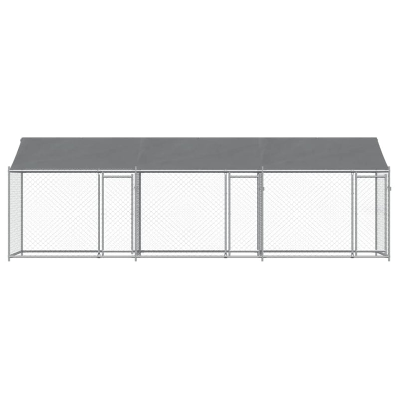 vidaXL Dog Cage with Roof and Doors Grey 6x2x2 m Galvanised Steel