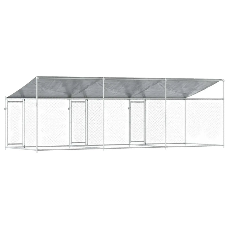 Dog Cage with Roof and Doors Grey 6x2x2 m Galvanised Steel