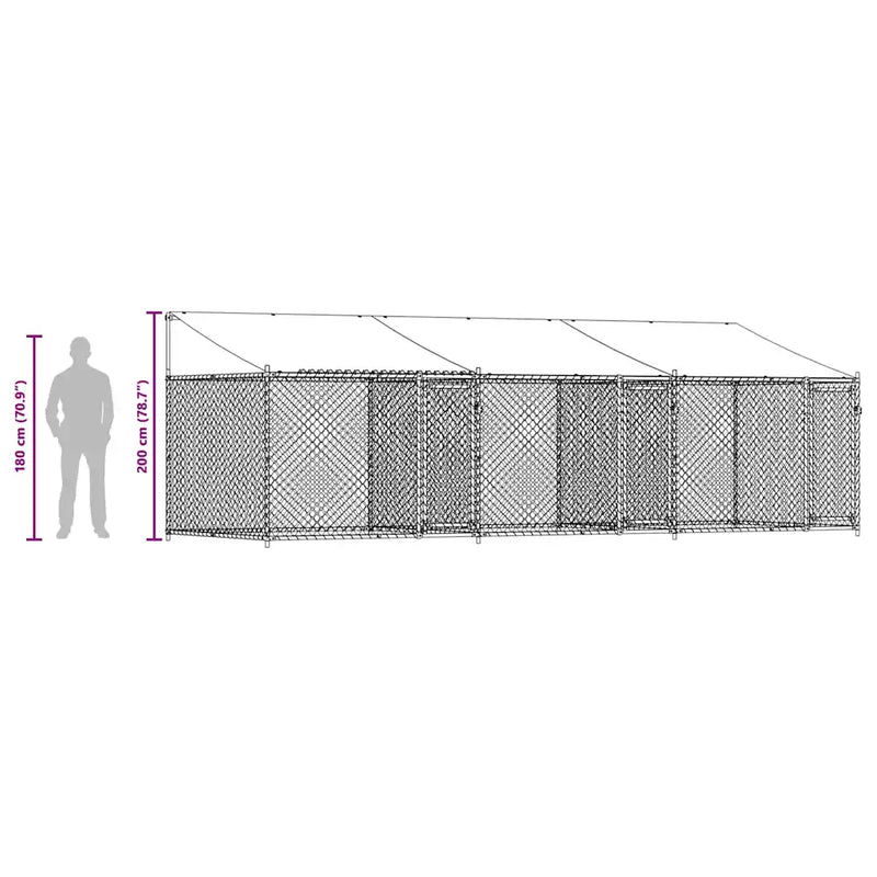 Dog Cage with Roof and Doors Grey 6x2x2 m Galvanised Steel