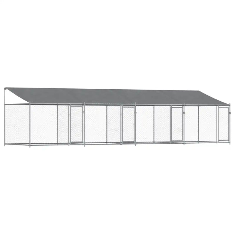 Dog Cage with Roof and Doors Grey 8x2x2 m Galvanised Steel