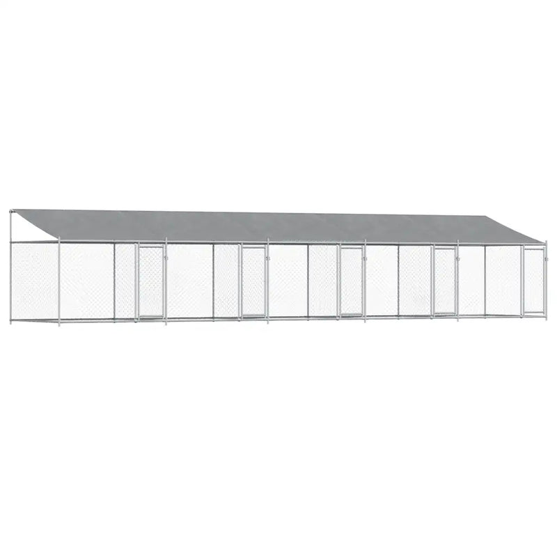 Dog Cage with Roof and Doors Grey 10x2x2 m Galvanised Steel